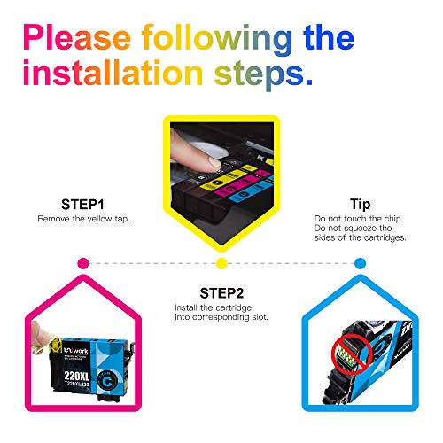 Uniwork Remanufactured 220XL Ink Cartridge Replacement for Epson 220 XL 220XL T220XL use for WorkForce WF-2750 WF-2760 WF-2630 WF-2650 WF-2660 XP-320 XP-420 Printer tray (2 Cyan 2 Magenta 2 Yellow)