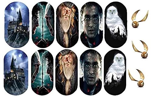 Raven Claw Witchcraft Wizard Nail Decals Fantasy Nail Art kit Chamber of Secret Magic Nail Decoration kit Nail Wraps Nail Art Stickers Goblet Cartoon Nail Art kit (4)