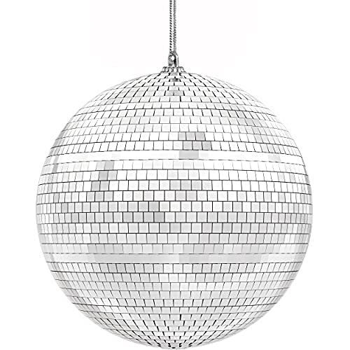 Mirror Disco Ball 6" Inch, Silver Hanging Ball with Attached String for Ring, Reflects Light, Fun Party Home Bands Decorations, Party Favor (Single)