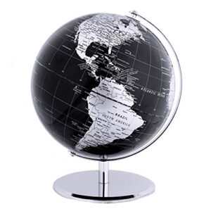 annova metallic world globe black – educational/geographic/modern desktop decoration - stainless steel arc and base/earth world - metallic black - for school, home, and office (10-inch)