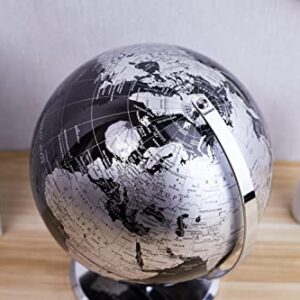 ANNOVA Metallic World Globe Black – Educational/Geographic/Modern Desktop Decoration - Stainless Steel Arc and Base/Earth World - Metallic Black - for School, Home, and Office (10-Inch)