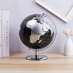 ANNOVA Metallic World Globe Black – Educational/Geographic/Modern Desktop Decoration - Stainless Steel Arc and Base/Earth World - Metallic Black - for School, Home, and Office (8-Inch)