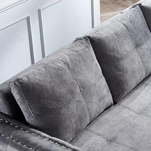 Morden Fort Sleeper Sectional Sofa [Large Size] Reversible Storage L-Shape Chaise 3 Seat Sectional Couch with Put Out Bed Velvet Gray