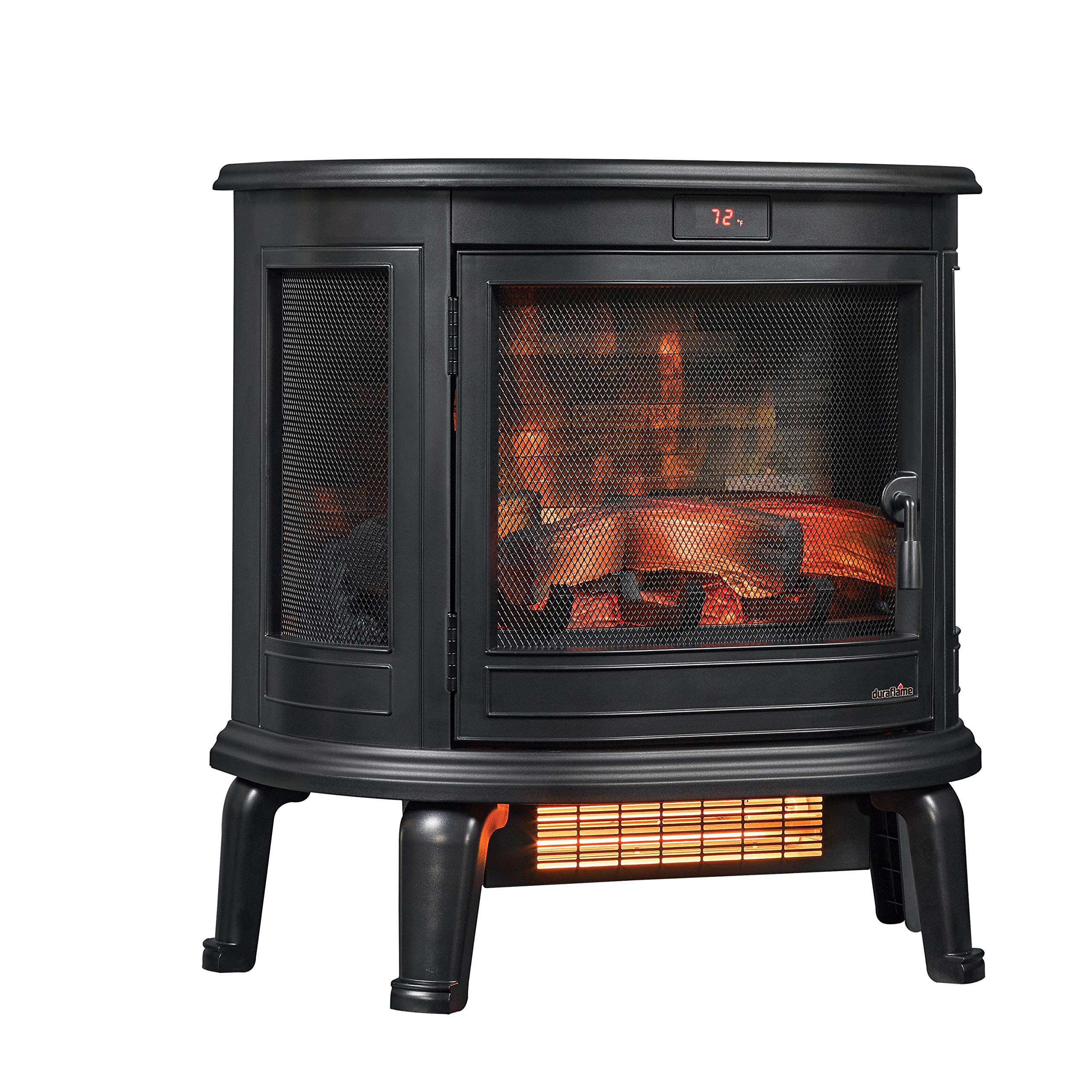 Duraflame Infrared Quartz 3D 1500 W Black Curved Front Infrared Electric Fireplace w/Adjustable Brightness, Remote Control, & Realistic Flame Effects