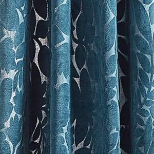 MARTHA STEWART Sherwood Velvet Grommet Window Curtain Panel Pair, 84", Teal