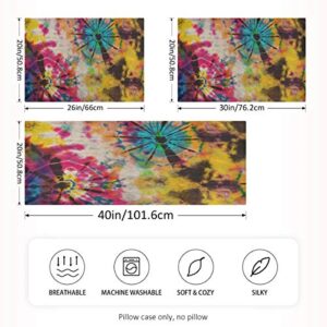 Satin Pillowcase for Hair and Skin Silk Pillowcase Standard Size Abstract Retro Tie Dye Circle Pattern Pillow Cases Cooling Satin Pillow Covers with Zipper Closure