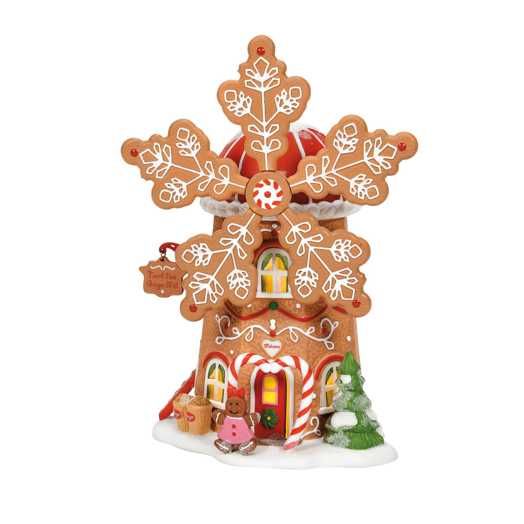 Department 56 North Pole Village Gingerbread Cookie Mill Animated Lit Building, 7.64 Inch, Multicolor