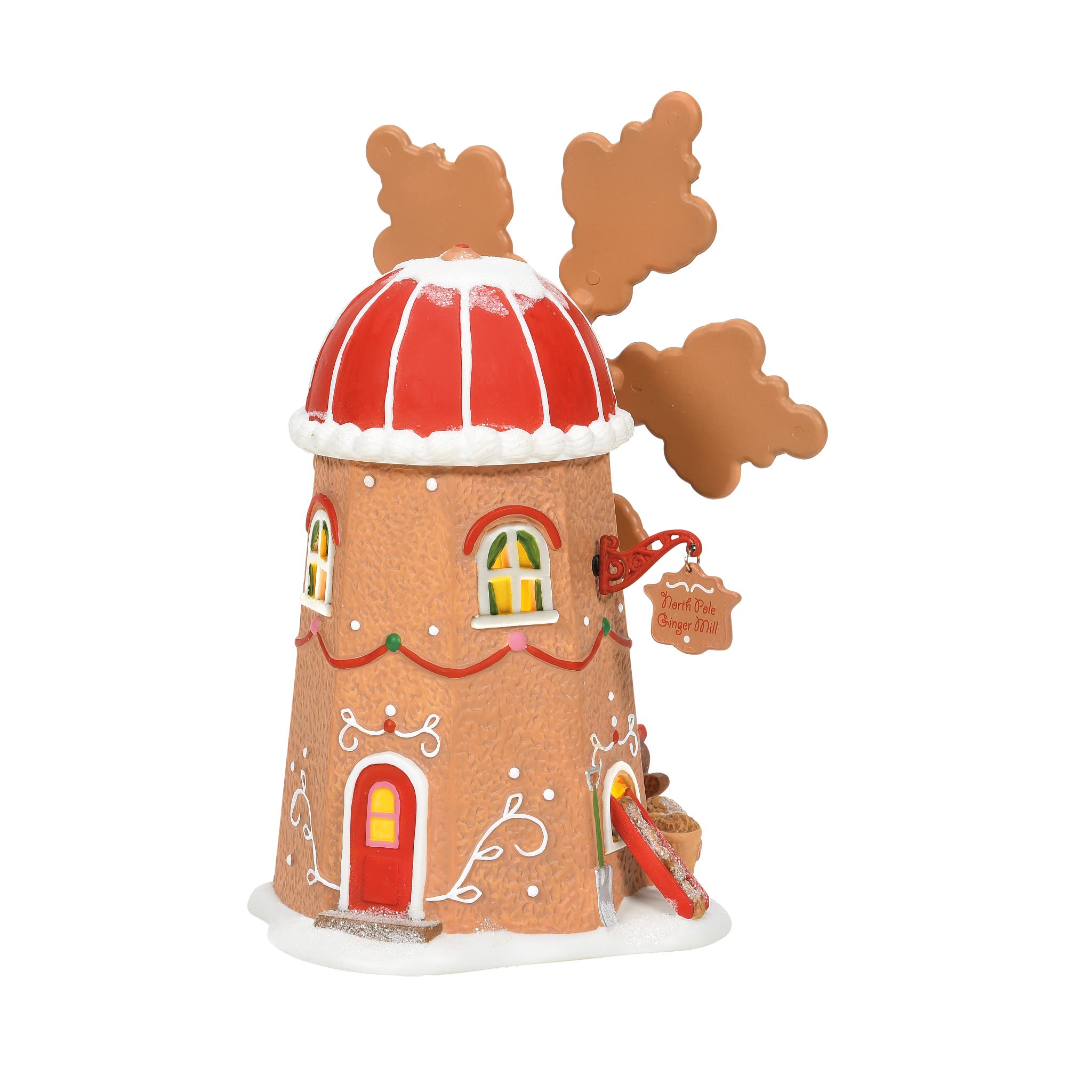 Department 56 North Pole Village Gingerbread Cookie Mill Animated Lit Building, 7.64 Inch, Multicolor