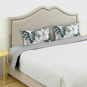 Satin Pillowcase for Hair and Skin Silk Pillowcase King Size Tropical Palm Leaves Pattern Pillow Cases Cooling Satin Pillow Covers with Envelope Closure