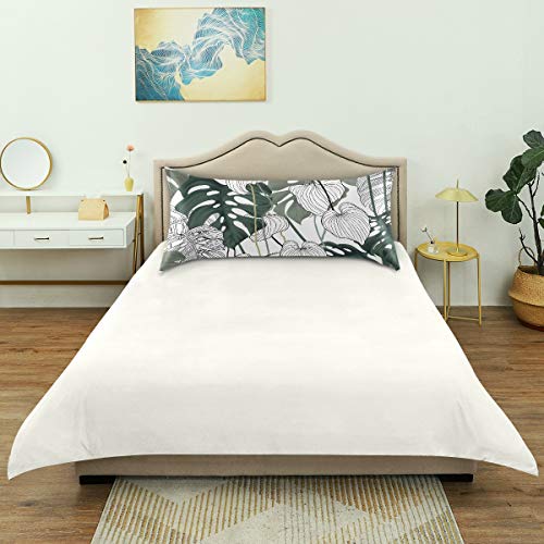 Satin Pillowcase for Hair and Skin Silk Pillowcase King Size Tropical Palm Leaves Pattern Pillow Cases Cooling Satin Pillow Covers with Envelope Closure