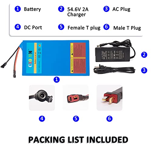 Cao MM 48v Battery, 10Ah/ 14AH/ 20AH Ebike Battery for 200-1200W Electric Bike Bicycle, Scooter and Other Motor