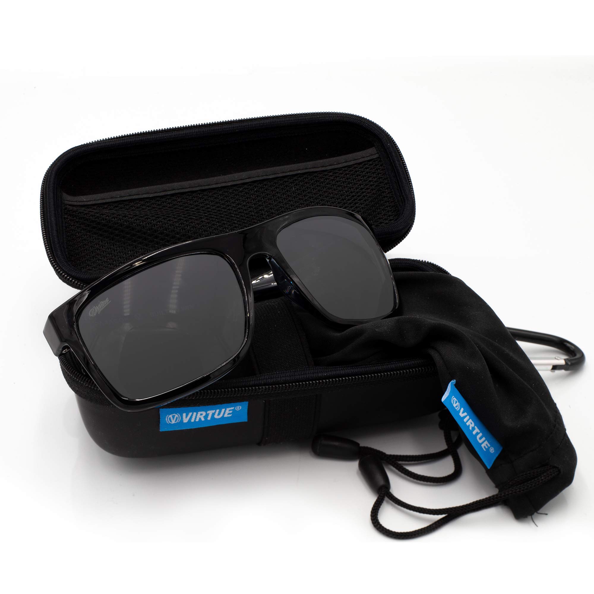 VIRTUE V-Paragon Polarized Sunglasses - Polished Black with Smoke Lens