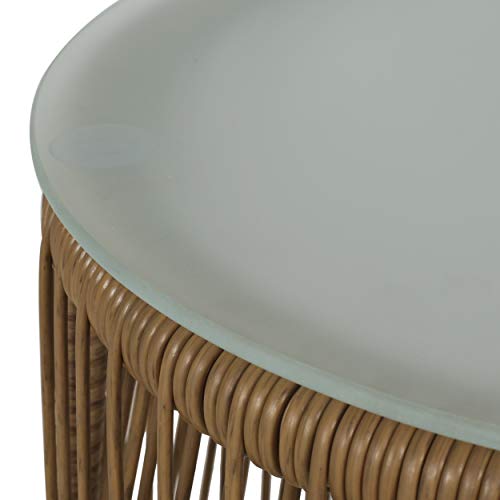 Christopher Knight Home Russell Outdoor END Table, Light Brown + Silver