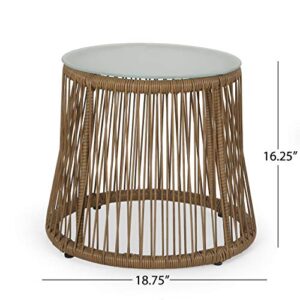 Christopher Knight Home Russell Outdoor END Table, Light Brown + Silver