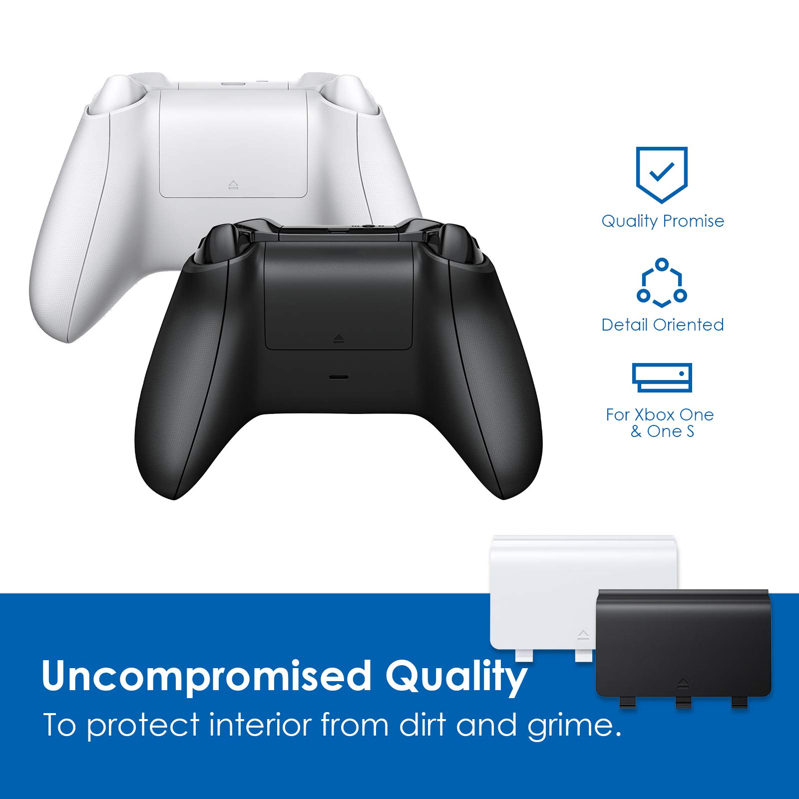 4 Pack Battery Cover Door Compatible with Xbox One, Xbox One S Controller, Avorast Replacement Battery Back Shell Covers Compatible with Xbox Wireless Controllers (Black&White)