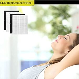 116130 Replacement Filter H for Winix 5500-2 AM80 Air Purifier True HEPA Activated Carbon Pre-Filters 2 Pack Washable Advanced Control Filter and 2 Pack PlasmaWave Odor Reducing Carbon Filters