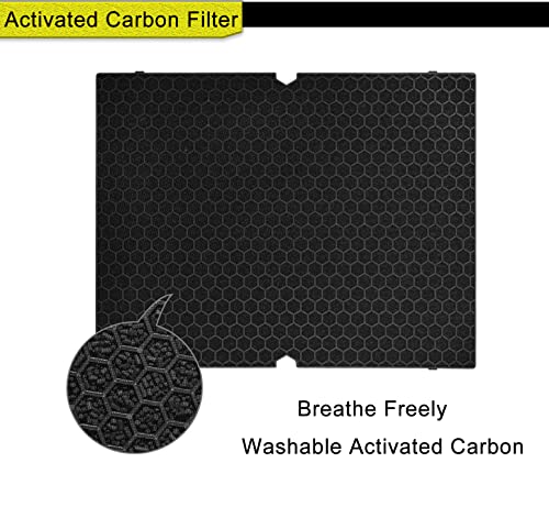 116130 Replacement Filter H for Winix 5500-2 AM80 Air Purifier True HEPA Activated Carbon Pre-Filters 2 Pack Washable Advanced Control Filter and 2 Pack PlasmaWave Odor Reducing Carbon Filters