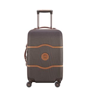 delsey paris chatelet air hardside luggage, spinner wheels, chocolate brown, checked-medium 24 inch