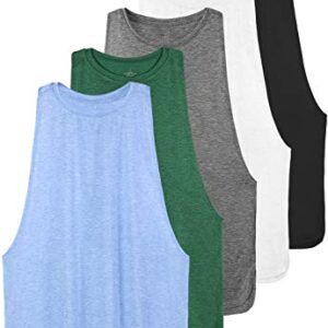 Ullnoy Workout Tank Tops for Women Running Muscle Tanks Sleeveless Loose Fit Gym Yoga Sport Shirts-5 Pack Black/White/Dark Gray/Army/Blue M