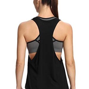 Ullnoy Workout Tank Tops for Women Running Muscle Tanks Sleeveless Loose Fit Gym Yoga Sport Shirts-5 Pack Black/White/Dark Gray/Army/Blue M