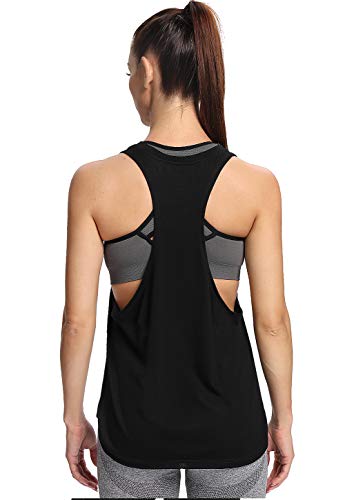 Ullnoy Workout Tank Tops for Women Running Muscle Tanks Sleeveless Loose Fit Gym Yoga Sport Shirts-5 Pack Black/White/Dark Gray/Army/Blue M