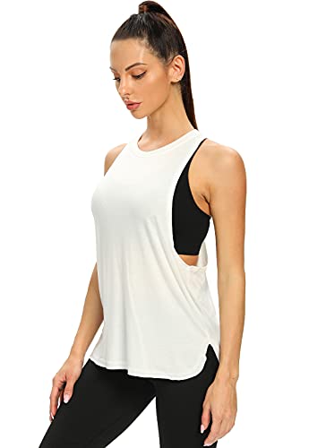 Ullnoy Workout Tank Tops for Women Running Muscle Tanks Sleeveless Loose Fit Gym Yoga Sport Shirts-5 Pack Black/White/Dark Gray/Army/Blue M