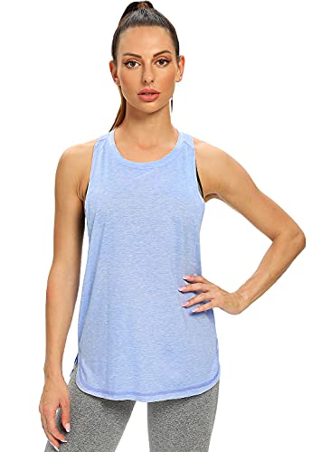 Ullnoy Workout Tank Tops for Women Running Muscle Tanks Sleeveless Loose Fit Gym Yoga Sport Shirts-5 Pack Black/White/Dark Gray/Army/Blue M