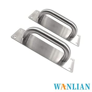 WANLIAN 2Pcs Pull Push Door Plate Handle 8inch Stainless Steel Heavy Duty Barn Door Pull for Shed Commercial Fire Door with Mounting Screws (Silver, 200x65mm/7.9x2.6inch)