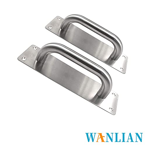 WANLIAN 2Pcs Pull Push Door Plate Handle 8inch Stainless Steel Heavy Duty Barn Door Pull for Shed Commercial Fire Door with Mounting Screws (Silver, 200x65mm/7.9x2.6inch)