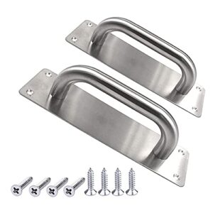 wanlian 2pcs pull push door plate handle 8inch stainless steel heavy duty barn door pull for shed commercial fire door with mounting screws (silver, 200x65mm/7.9x2.6inch)