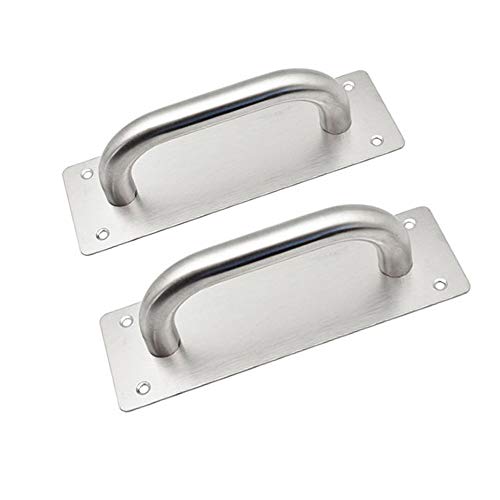 WANLIAN 2Pcs Pull Push Door Plate Handle 8inch Stainless Steel Heavy Duty Barn Door Pull for Shed Commercial Fire Door with Mounting Screws (Silver, 200x65mm/7.9x2.6inch)