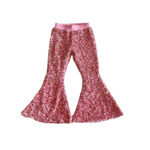 baby girls spring/summer boutiques clothing sequins bells pants pink 7-8t