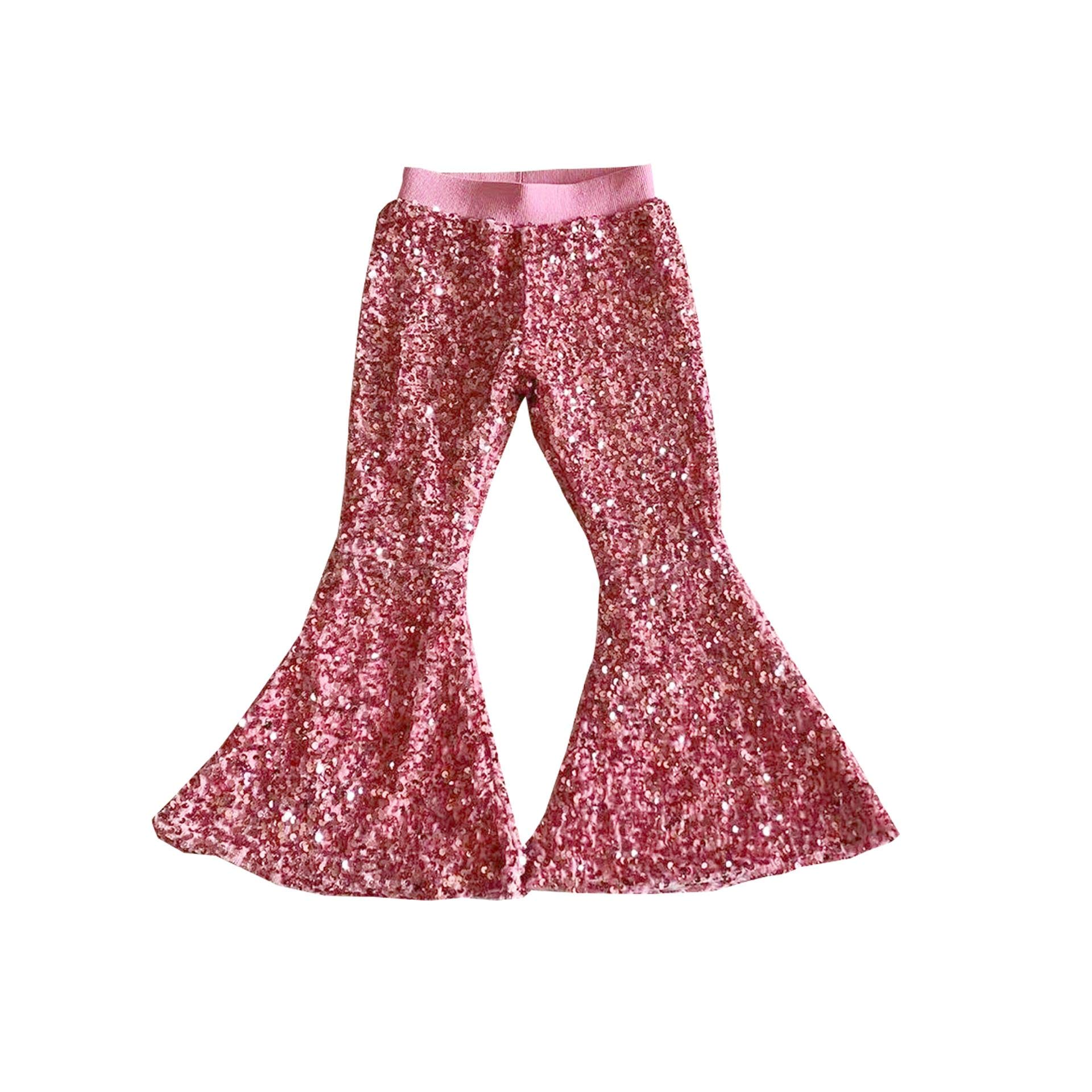 Baby Girls Spring/Summer Boutiques Clothing Sequins Bells Pants Pink 7-8T