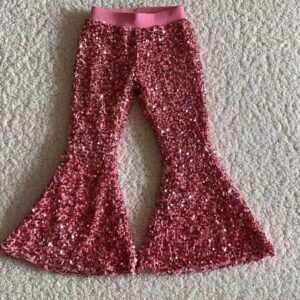 Baby Girls Spring/Summer Boutiques Clothing Sequins Bells Pants Pink 7-8T