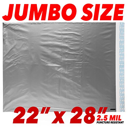 22x28 Jumbo Self-Seal Poly Mailer Bags 2.5 Mil (2 Pack Silver)