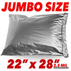 22x28 Jumbo Self-Seal Poly Mailer Bags 2.5 Mil (2 Pack Silver)