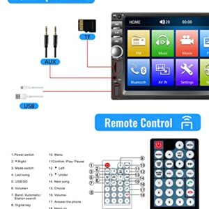 Car Radio Double Din Car Stereo, Rimoody 7 Inch Touch Screen Car Radio with Bluetooth Mirror Link USB FM Radio Audio Receiver Head Unit with Backup Camera Remote Control