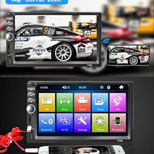 Car Radio Double Din Car Stereo, Rimoody 7 Inch Touch Screen Car Radio with Bluetooth Mirror Link USB FM Radio Audio Receiver Head Unit with Backup Camera Remote Control