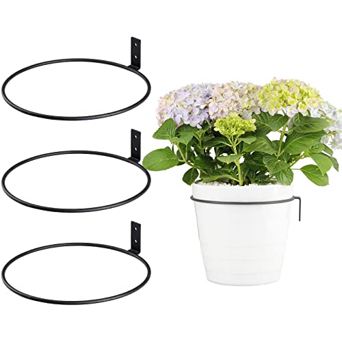 TreeLen 8 inch Flower Pot Holders for Outside,3 Pack Heavy Duty Flower Pot Ring Wall Planter for Plant Pots Indoor Outdoor,Black