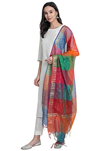 Janasya Indian Women's Off-White Poly Silk Kurta With Pant And Dupatta(SET268-KR-NP-L)