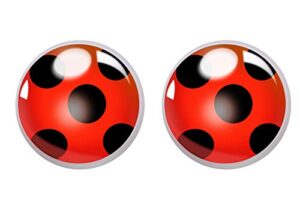 ladybug earrings clip on earrings no pierced ladybird design jewellery with silver ear cuff black spot red charm for girl woman cosplay ear hoop 1