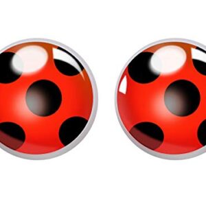 Ladybug Earrings Clip on Earrings No Pierced Ladybird Design Jewellery with Silver Ear Cuff Black Spot Red Charm for Girl woman Cosplay Ear Hoop 1