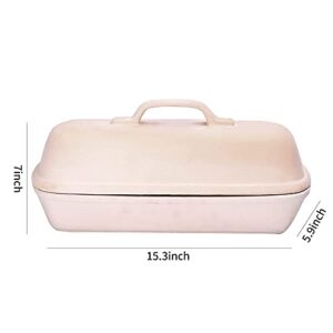 Goodview Household Superstone Covered Baker,Unglazed stoneware bakeware,Square Bread Porcelain Baking Pan,Bakes Italian Bread with Light Crumb and Crusty Crust (15.3 * 5.9 * 7 in)