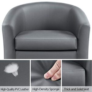 Yaheetech Barrel Chair, Accent Chair Faux Leather Club Chair Comfy Armchair Modern Style Tub Chair for for Living Room Bedroom, Gray