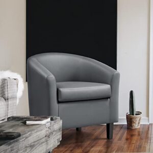 Yaheetech Barrel Chair, Accent Chair Faux Leather Club Chair Comfy Armchair Modern Style Tub Chair for for Living Room Bedroom, Gray