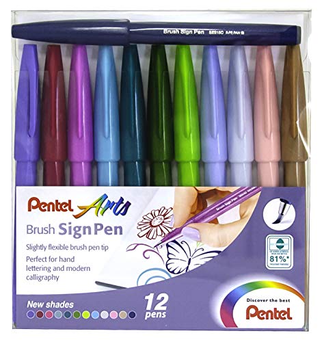 Pentel Brush Sign Pen - Fresh Shades 12pc Wallet