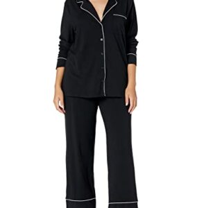 Amazon Essentials Women's Cotton Modal Long-Sleeve Shirt and Full-Length Bottom Pajama Set (Available in Plus Size), Black, XX-Large