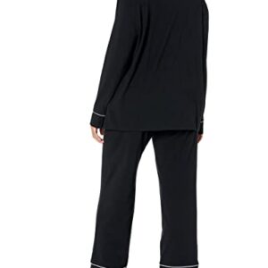 Amazon Essentials Women's Cotton Modal Long-Sleeve Shirt and Full-Length Bottom Pajama Set (Available in Plus Size), Black, XX-Large