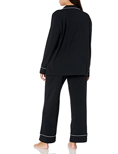 Amazon Essentials Women's Cotton Modal Long-Sleeve Shirt and Full-Length Bottom Pajama Set (Available in Plus Size), Black, XX-Large