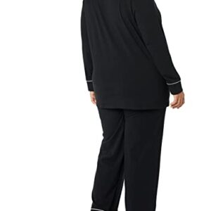 Amazon Essentials Women's Cotton Modal Long-Sleeve Shirt and Full-Length Bottom Pajama Set (Available in Plus Size), Black, XX-Large